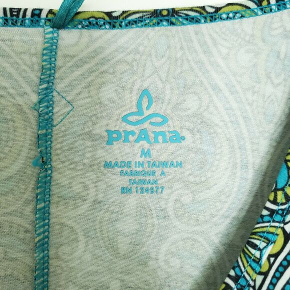 Prana Nadia Veeda Dress M Blue Green Printed Faux Wrap V-Neck Athleisure - Picture 8 of 9